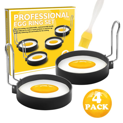 4-Pack Egg Ring Iron Spray Non-Stick Round Omelette Model Omelette Mold by bashfashion