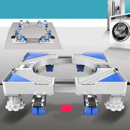 Double Tubes 8 Wheels + 4 Legs Adjustable Stainless Steel Refrigerator Bracket Washing Machine Base Bracket by bashfashion