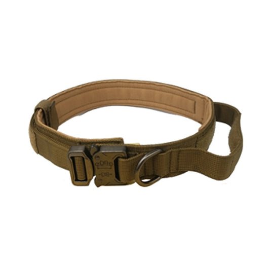 Nylon Thickened Large And Medium-Sized Dog Traction Collar Pet Collar, Size:L(Khaki+Light Button) by bashfashion