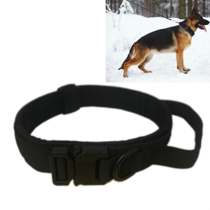 Nylon Thickened Large And Medium-Sized Dog Traction Collar Pet Collar, Size:XL(Black) by bashfashion