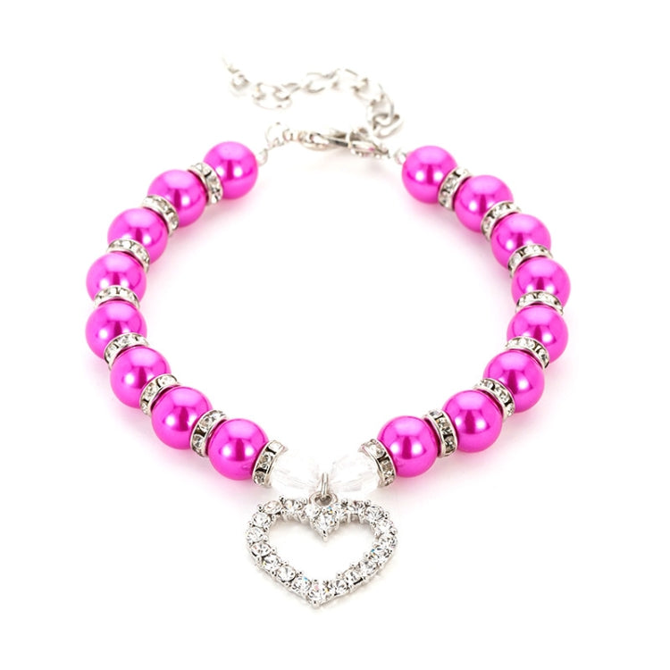 Pet Supplies Pearl Necklace Pet Collars Cat and Dog Accessories, Size:S(Purple Red) by bashfashion