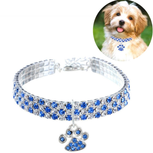 Pet Collar Diamond Elastic Cat And Dog Necklace Jewelry, Size:S(Blue White) by bashfashion