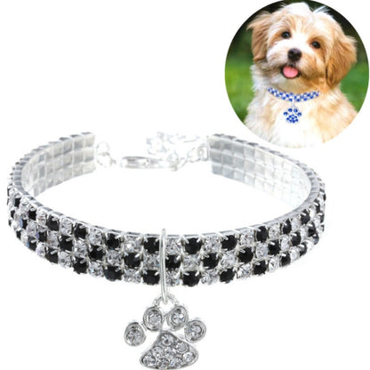 Pet Collar Diamond Elastic Cat And Dog Necklace Jewelry, Size:M(Black White) by bashfashion