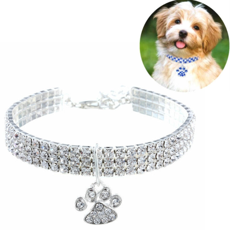 Pet Collar Diamond Elastic Cat And Dog Necklace Jewelry, Size:L(White) by bashfashion