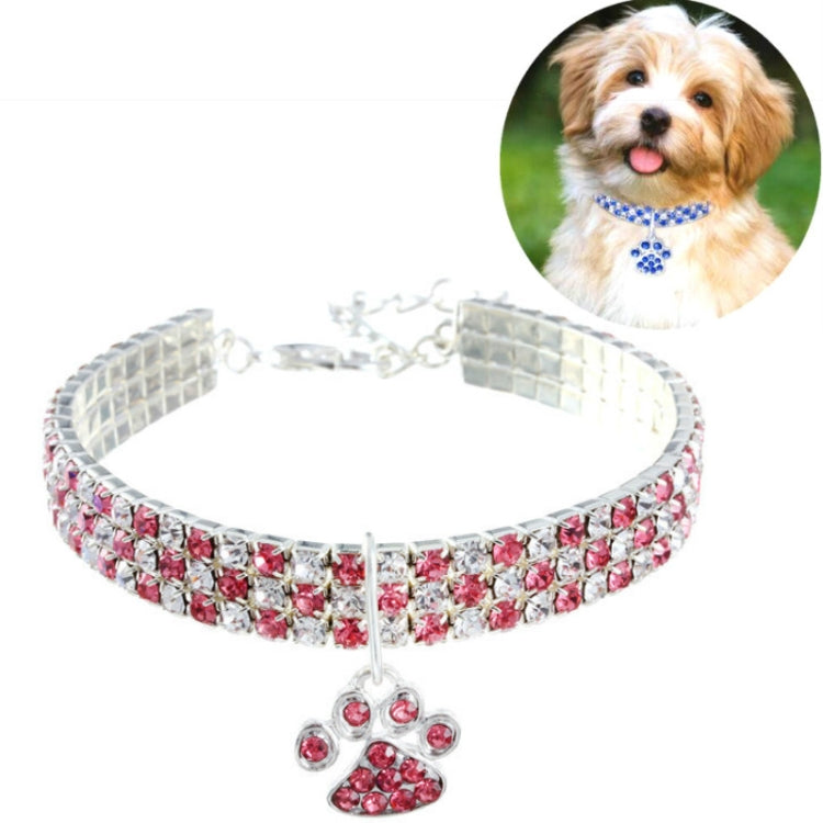 Pet Collar Diamond Elastic Cat And Dog Necklace Jewelry, Size:L(Pink White) by bashfashion