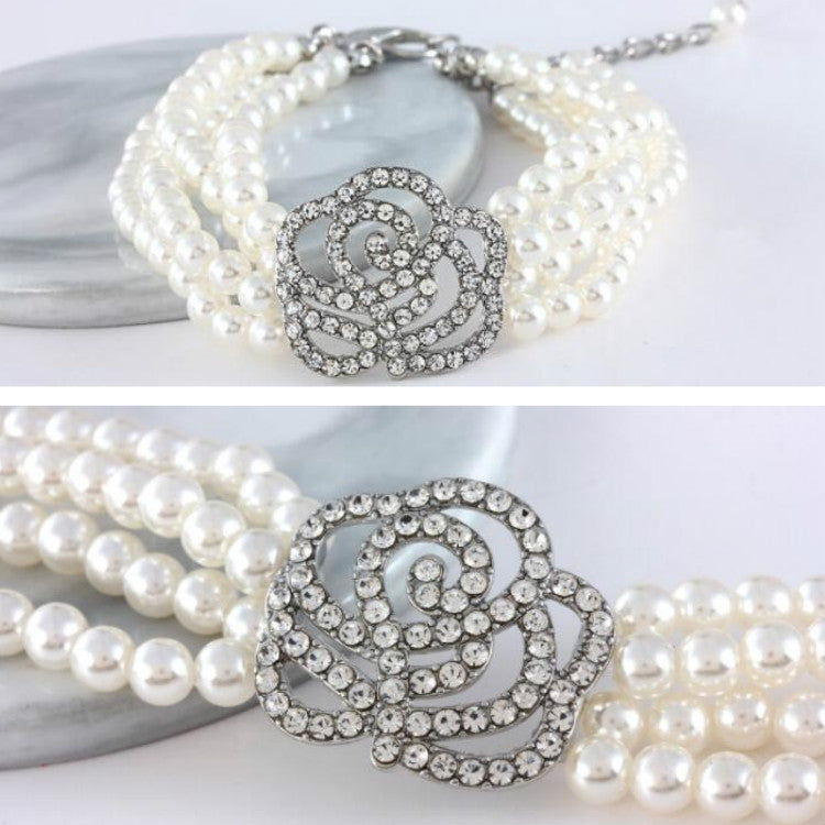 Pearl Dot Diamond Rose Flower Pet Decoration Supplies, Size: S(White) by bashfashion