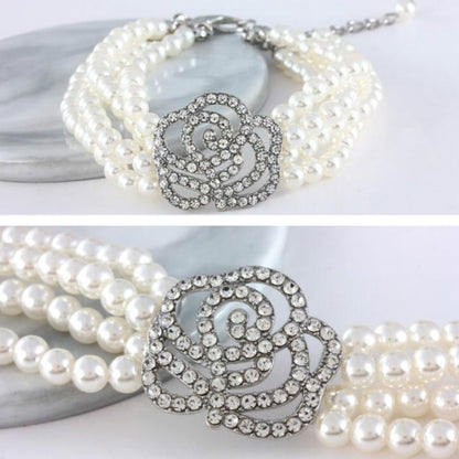 Pearl Dot Diamond Rose Flower Pet Decoration Supplies, Size: L(White) by bashfashion