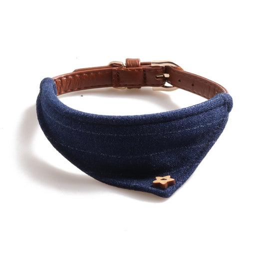 Dog Collars Pet PU Triangle Collars, Specification: 1.3x42cm(Blue) by bashfashion