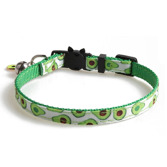 Pet Webbing Fruit Cat Collar With Fruit Accessories Bell Pet Collar, Size:1x28cm(Avocado) by bashfashion