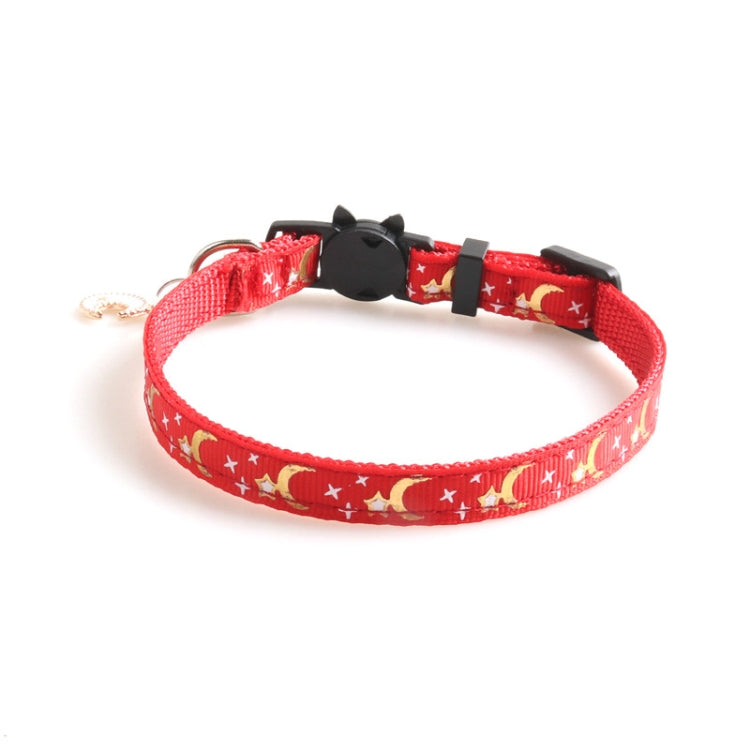 Pet Collar Webbing Cat Collar Star Moon with Pendant, Size:1x28cm(Red) by bashfashion
