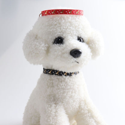 Pet Collar Webbing Cat Collar Star Moon with Pendant, Size:1x28cm(Black) by bashfashion