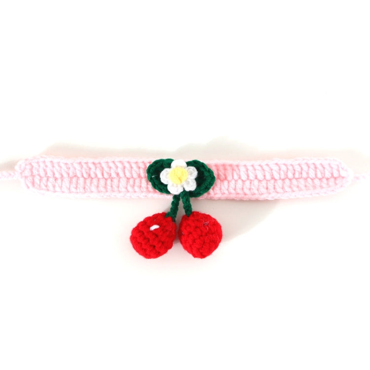 Pet Handmade Knitted Wool Cherry Cat Dog Collar Bib Adjustable Necklace, Specification: S 20-25cm(Pink) by bashfashion