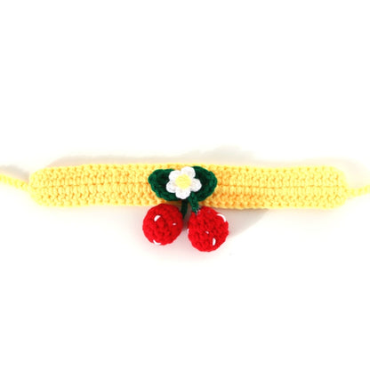 Pet Handmade Knitted Wool Cherry Cat Dog Collar Bib Adjustable Necklace, Specification: S 20-25cm(Yellow) by bashfashion