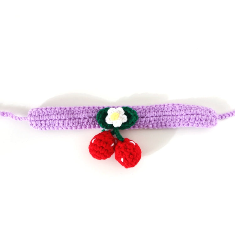 Pet Handmade Knitted Wool Cherry Cat Dog Collar Bib Adjustable Necklace, Specification: M 25-30cm(Purple) by bashfashion