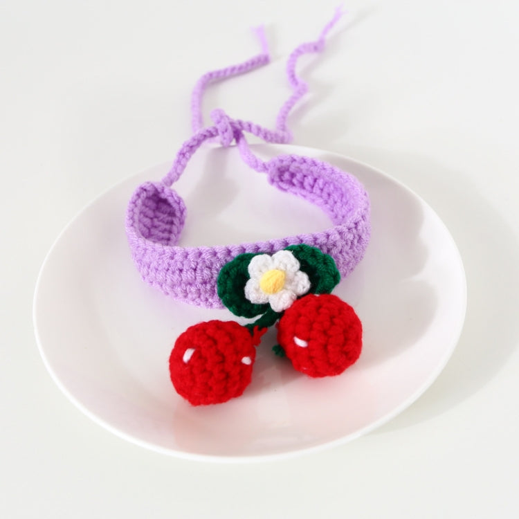 Pet Handmade Knitted Wool Cherry Cat Dog Collar Bib Adjustable Necklace, Specification: M 25-30cm(Yellow) by bashfashion