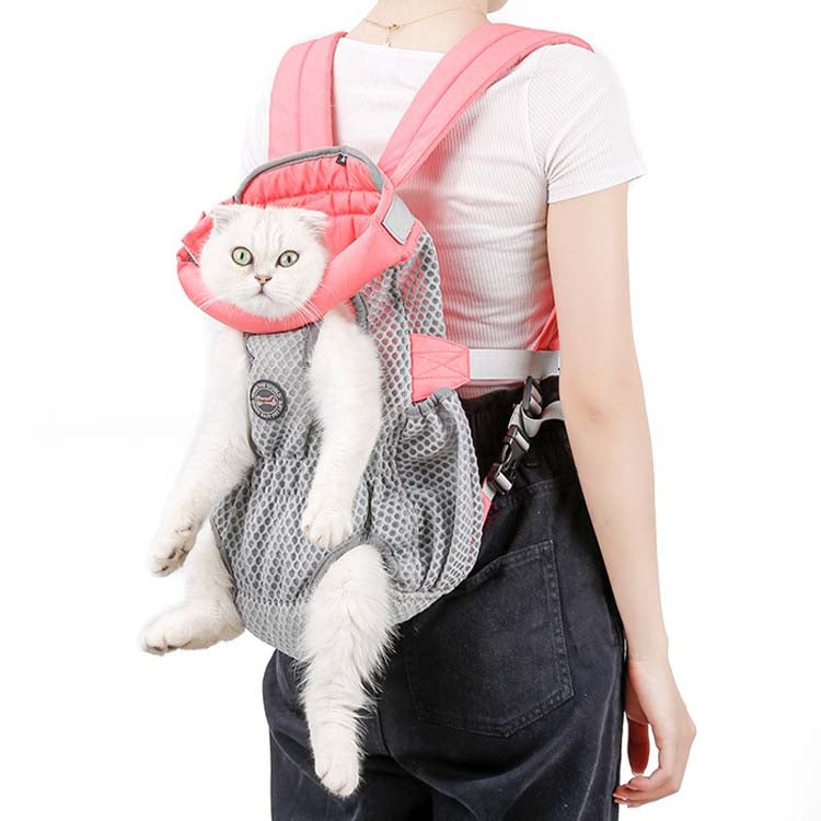 Doglemi Pet Outing Backpack Dog Shoulder Chest Bag Breathable Mesh Dog Cat Bag, Size:M(Pink Gray) by Doglemi