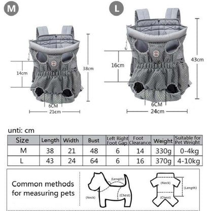 Doglemi Pet Outing Backpack Dog Shoulder Chest Bag Breathable Mesh Dog Cat Bag, Size:M(Gray) by Doglemi