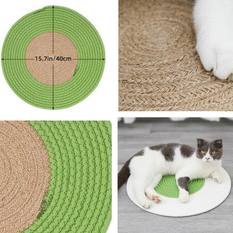 Pet Cat Litter Cotton Thread Woven Cat Grinding Claw Mattress Cool Cat Scratching Blanket(Green) by bashfashion