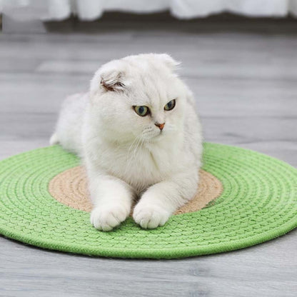 Pet Cat Litter Cotton Thread Woven Cat Grinding Claw Mattress Cool Cat Scratching Blanket(Green) by bashfashion