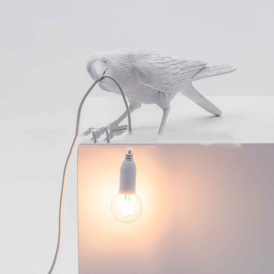 E14 LED Lucky Bird Wall Lamp Table Lamp For Bedroom, Style:Sitting Table Lamp, Plug:AU Plug(Black) by bashfashion