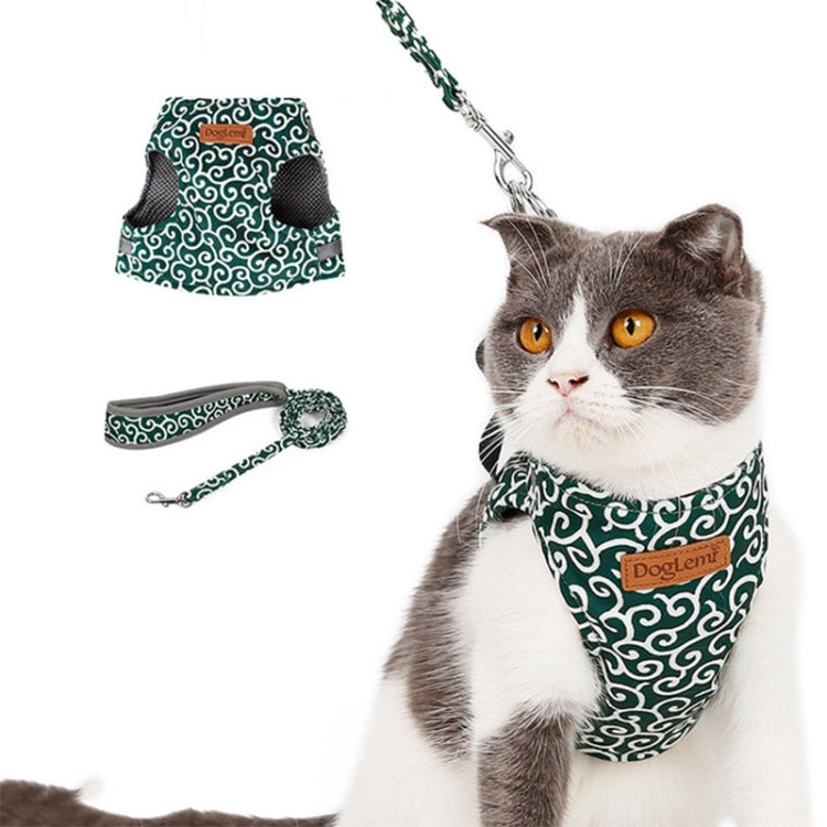 DogLemi Pet Cat Traction Rope Chest Harness Vest Type Traction Suit Cat Walking Rope, Size:XS(Green) by DogLemi