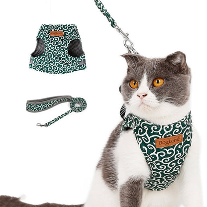DogLemi Pet Cat Traction Rope Chest Harness Vest Type Traction Suit Cat Walking Rope, Size:XS(Green) by DogLemi