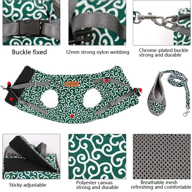 DogLemi Pet Cat Traction Rope Chest Harness Vest Type Traction Suit Cat Walking Rope, Size:XS(Green) by DogLemi