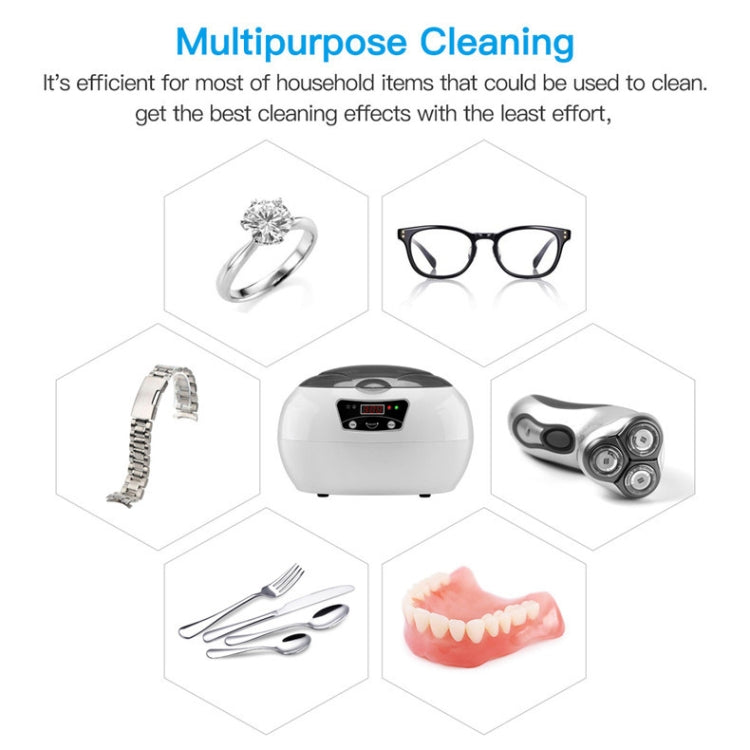 35W 600ml Mini Ultrasonic Cleaner Glasses Jewelry Household Ultrasonic Cleaner, Plug Type:220V UK Plug by bashfashion