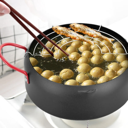 Tempura Hot Pot Household Fryer Pot Non-Stick Pan With Filter Holder, Specification:20cm without Clip by bashfashion