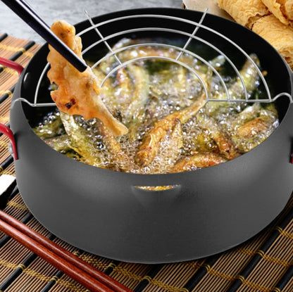 Tempura Hot Pot Household Fryer Pot Non-Stick Pan With Filter Holder, Specification:20cm without Clip by bashfashion