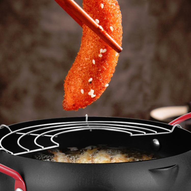 Tempura Hot Pot Household Fryer Pot Non-Stick Pan With Filter Holder, Specification:20cm without Clip by bashfashion