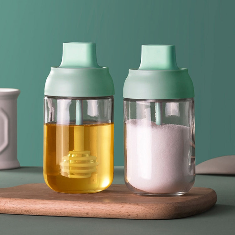 3 PCS Macaron Ribbon Moisture-Proof Lid Spoon One Seasoning Jar Glass Seasoning Bottle with Label, Style:Seasoning Bottle(Green) by bashfashion