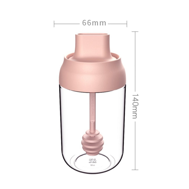 3 PCS Macaron Ribbon Moisture-Proof Lid Spoon One Seasoning Jar Glass Seasoning Bottle with Label, Style:Honey Bottle(Pink) by bashfashion