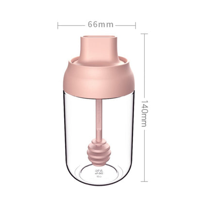 3 PCS Macaron Ribbon Moisture-Proof Lid Spoon One Seasoning Jar Glass Seasoning Bottle with Label, Style:Honey Bottle(Pink) by bashfashion