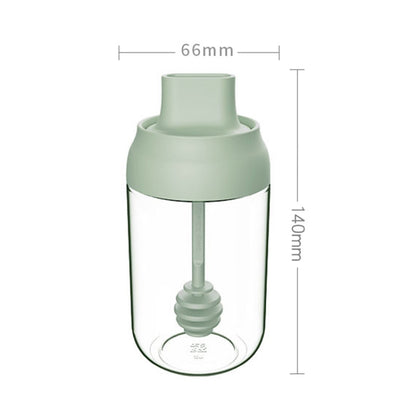 3 PCS Macaron Ribbon Moisture-Proof Lid Spoon One Seasoning Jar Glass Seasoning Bottle with Label, Style:Honey Bottle(Green) by bashfashion