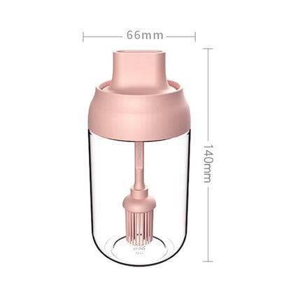 3 PCS Macaron Ribbon Moisture-Proof Lid Spoon One Seasoning Jar Glass Seasoning Bottle with Label, Style:Brush Oil Bottle(Pink) by bashfashion