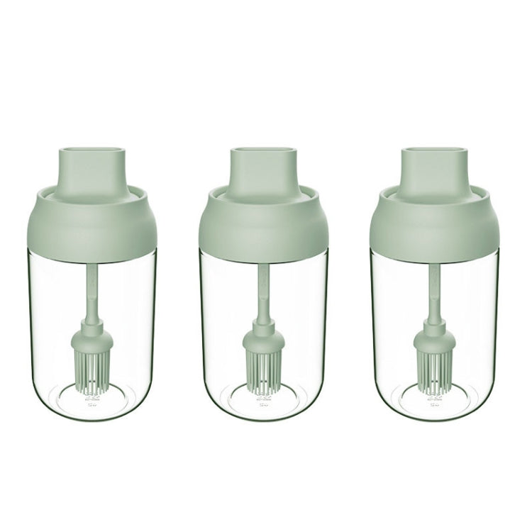 3 PCS Macaron Ribbon Moisture-Proof Lid Spoon One Seasoning Jar Glass Seasoning Bottle with Label, Style:Brush Oil Bottle(Green) by bashfashion