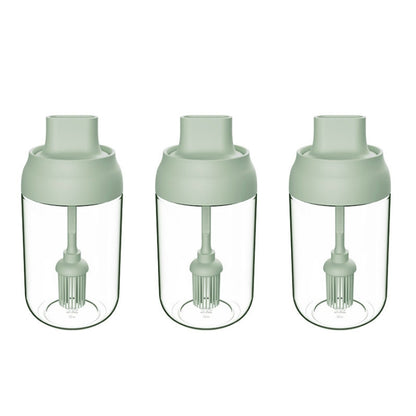 3 PCS Macaron Ribbon Moisture-Proof Lid Spoon One Seasoning Jar Glass Seasoning Bottle with Label, Style:Brush Oil Bottle(Green) by bashfashion