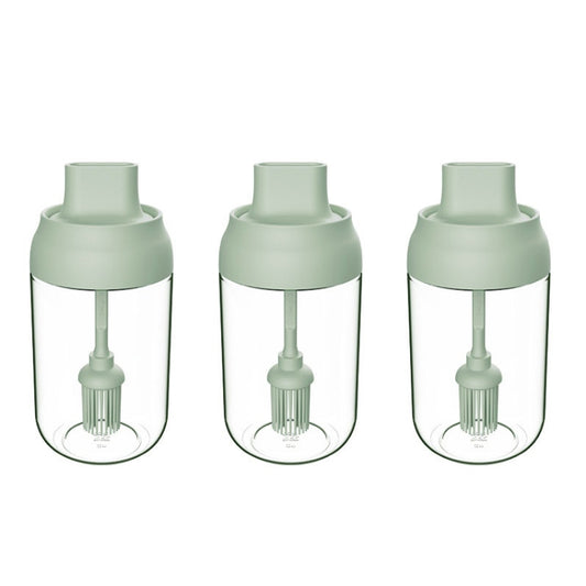 3 PCS Macaron Ribbon Moisture-Proof Lid Spoon One Seasoning Jar Glass Seasoning Bottle with Label, Style:Brush Oil Bottle(Green) by bashfashion