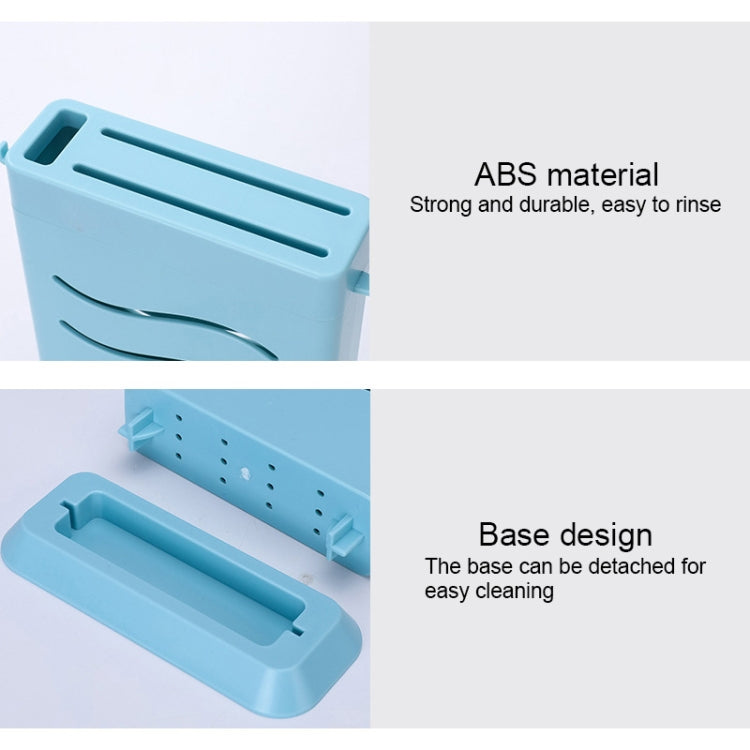 Kitchen Multifunctional Three-Hole Invisible Knife Holder Hollow Drain Kitchenware Storage Rack(Dark Blue) by bashfashion