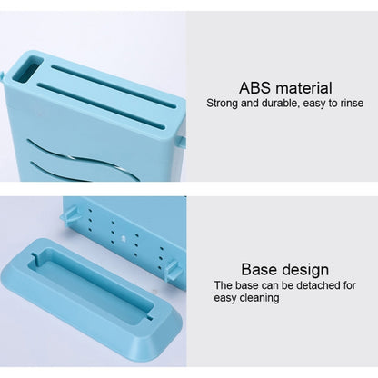 Kitchen Multifunctional Three-Hole Invisible Knife Holder Hollow Drain Kitchenware Storage Rack(Dark Blue) by bashfashion