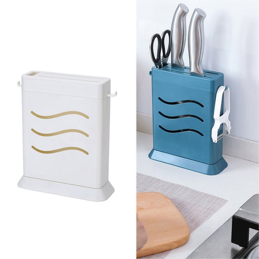 Kitchen Multifunctional Three-Hole Invisible Knife Holder Hollow Drain Kitchenware Storage Rack(White) by bashfashion
