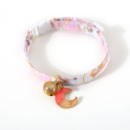 Adjustable Cat Dog Rabbit Safety Buckle Collar Pet Accessories, Size:S 17-32cm, Style:Moon(Pink) by bashfashion