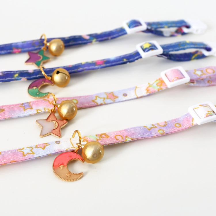 Adjustable Cat Dog Rabbit Safety Buckle Collar Pet Accessories, Size:S 17-32cm, Style:Moon(Blue) by bashfashion