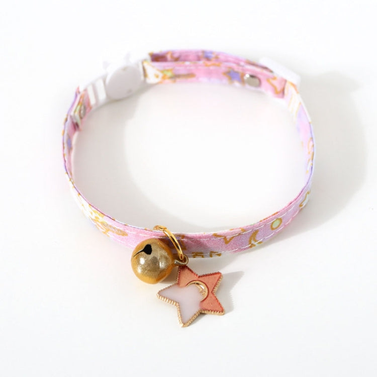 Adjustable Cat Dog Rabbit Safety Buckle Collar Pet Accessories, Size:S 17-32cm, Style:Star(Pink) by bashfashion