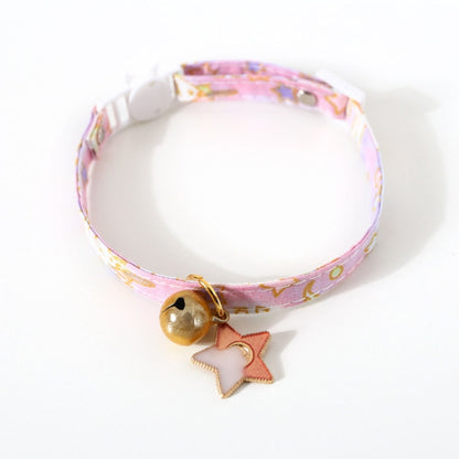 Adjustable Cat Dog Rabbit Safety Buckle Collar Pet Accessories, Size:S 17-32cm, Style:Star(Pink) by bashfashion