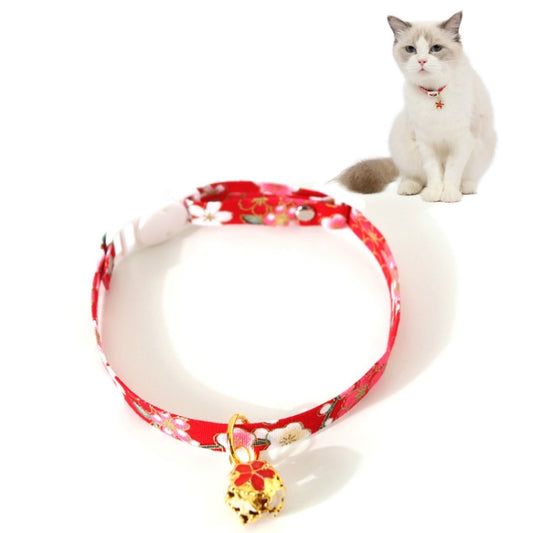 Adjustable Pet Flower Hollow Bell Collar Cat Dog Collar Accessories, Specification: S 17-32cm(Red) by bashfashion