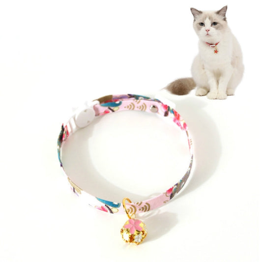 Adjustable Pet Flower Hollow Bell Collar Cat Dog Collar Accessories, Specification: S 17-32cm(Pink) by bashfashion