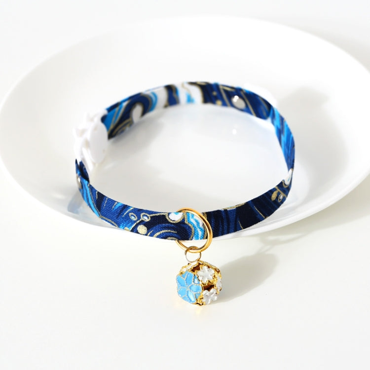 Adjustable Pet Flower Hollow Bell Collar Cat Dog Collar Accessories, Specification: S 17-32cm(Blue) by bashfashion