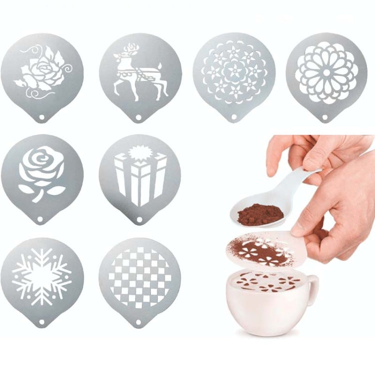 6 PCS Stainless Steel Garland Mold Fancy Coffee Printing Model Coffee Milk Foam Spray Pattern Template Random Style Delivery by bashfashion
